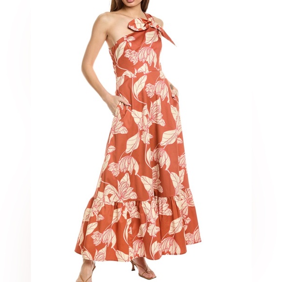Hutch Dresses & Skirts - Hutch Audie One-Shoulder Maxi Dress in Orange and Cream